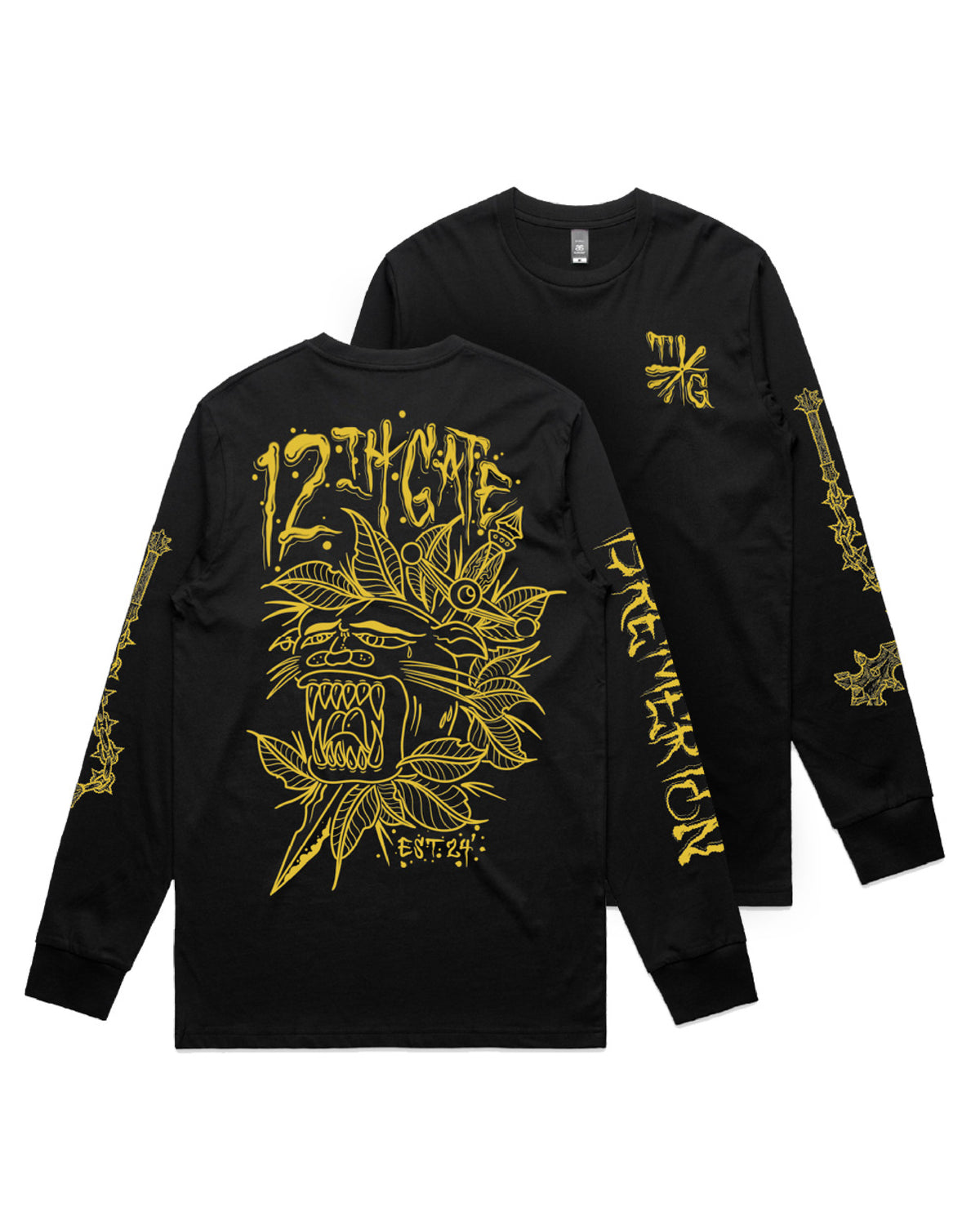 12th Gate Tattoo · Panther Long Sleeve Tee