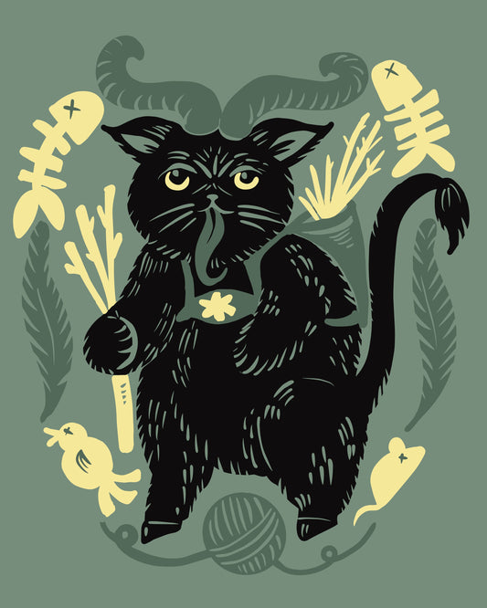Krampus Kitty · Sage T-Shirt