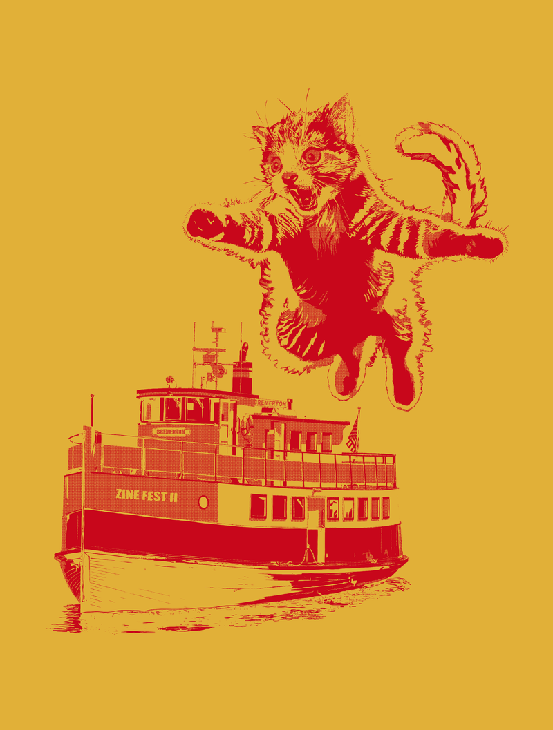 Bremerton Zine Fest ・ Kitty Kaiju 2024 Mustard Tee