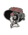 Horned Lady in Derby Hat · Enamel Pin