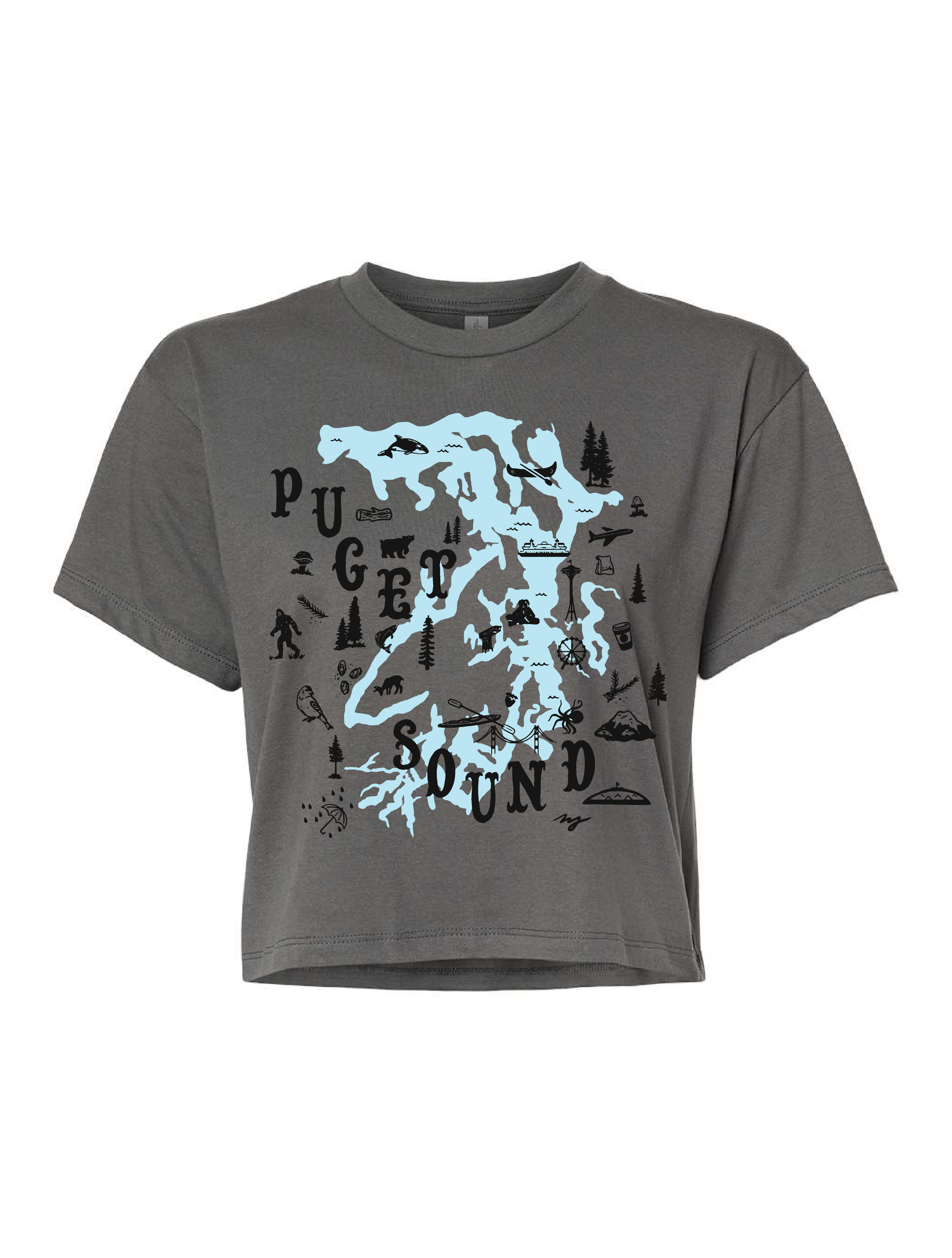 Puget Sound Map · Cropped T-Shirt