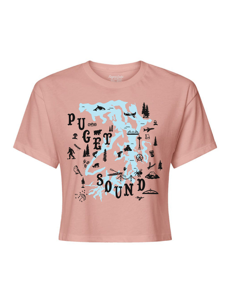 Puget Sound Map · Cropped T-Shirt