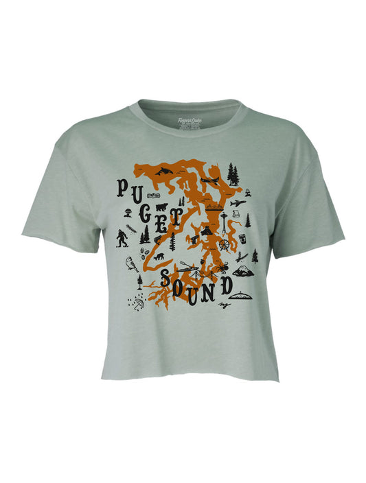 Puget Sound Map Variant · Cropped T-Shirt