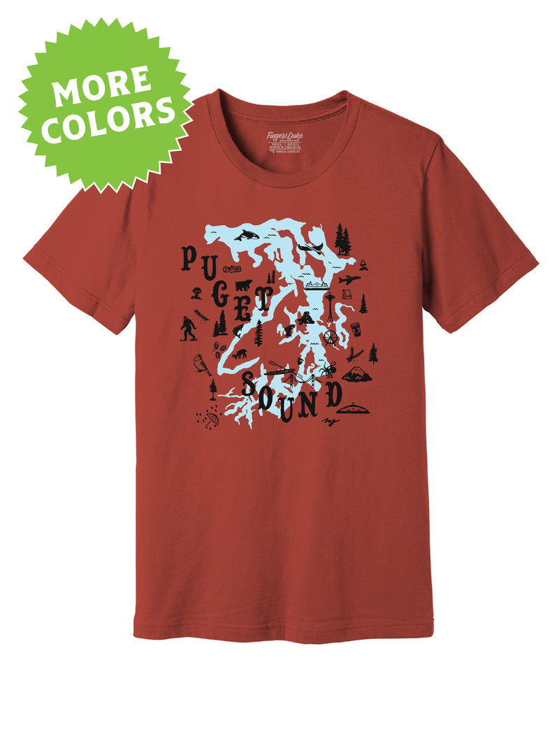 Puget Sound Map · Unisex T-Shirt