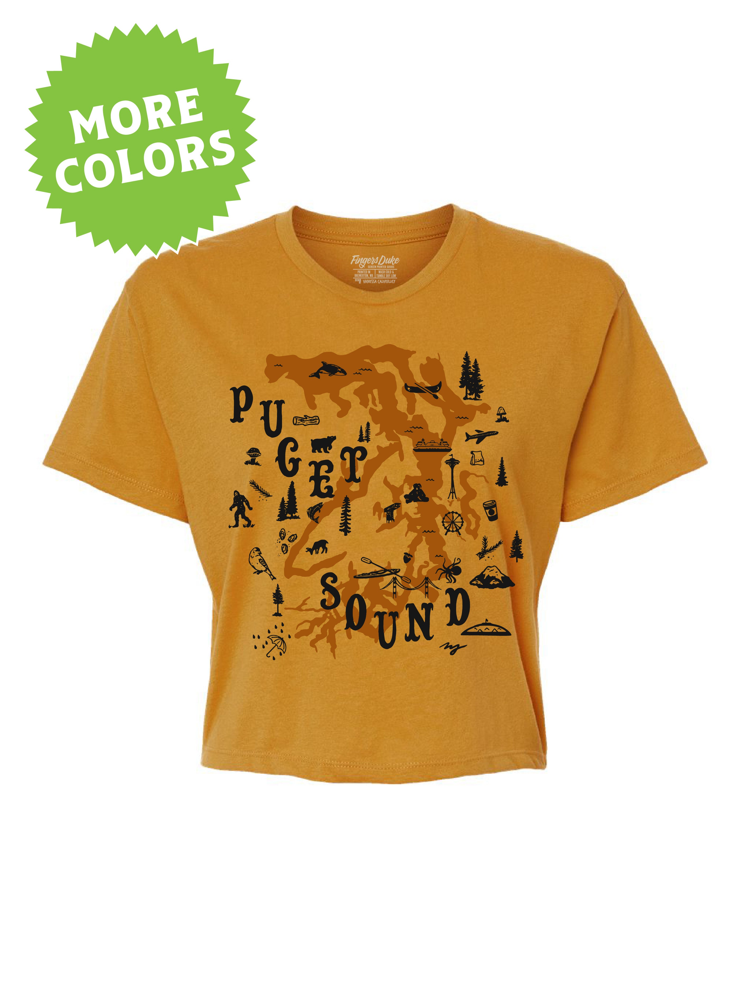 Puget Sound Map Variant · Cropped T-Shirt – BremBuilt
