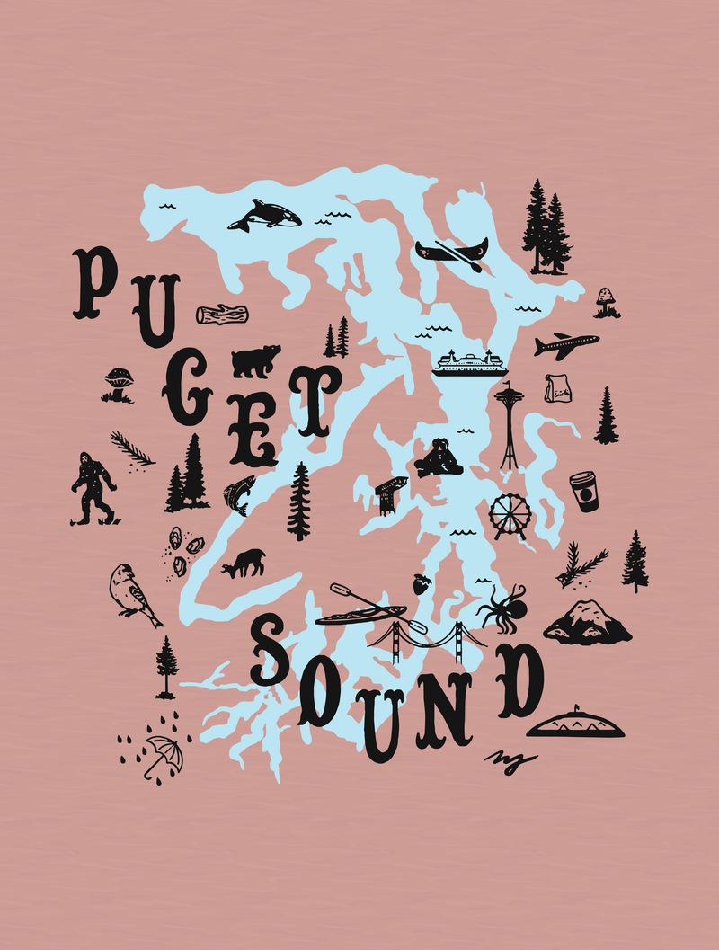 Puget Sound Map · Cropped T-Shirt
