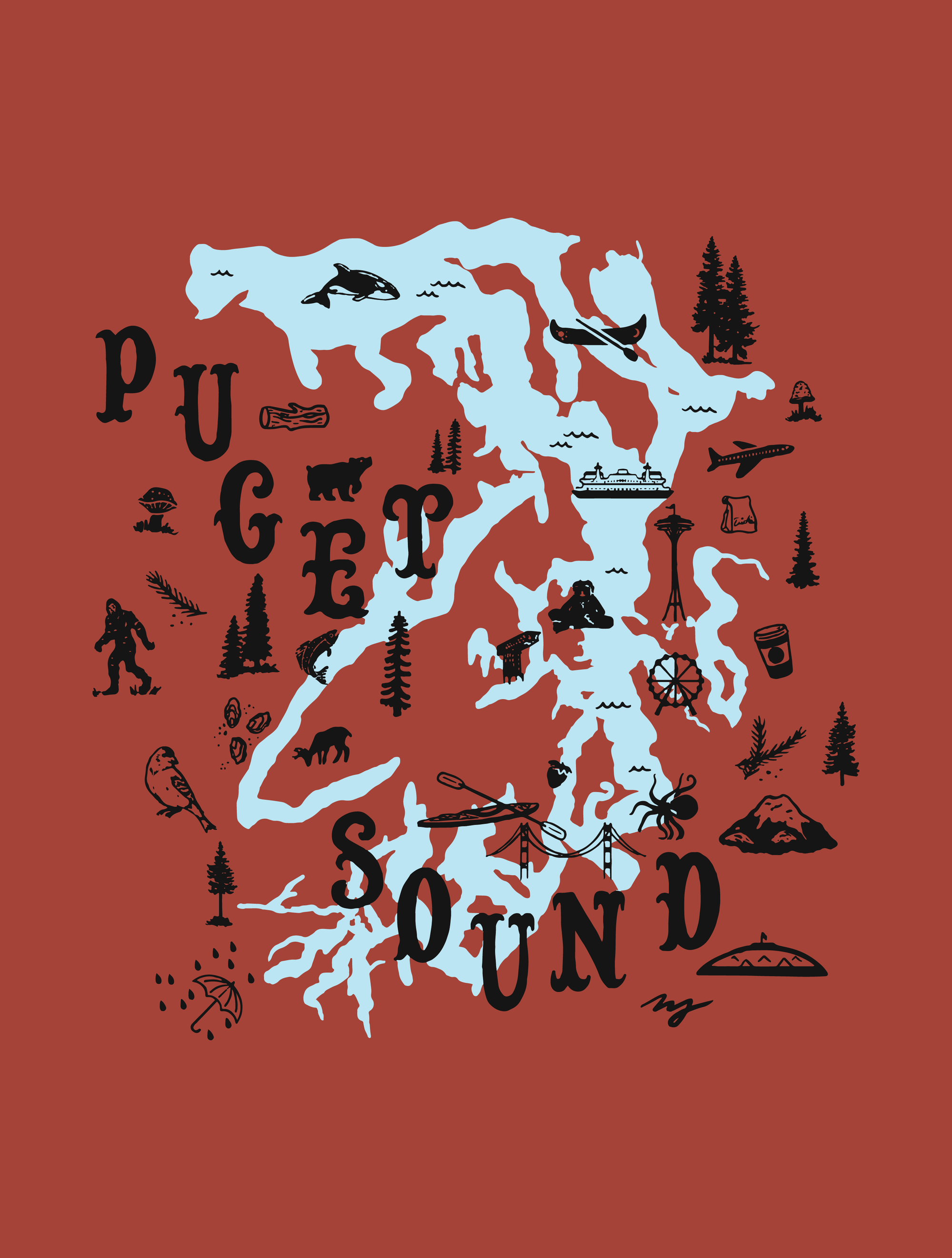 Puget Sound Map · Unisex T-Shirt