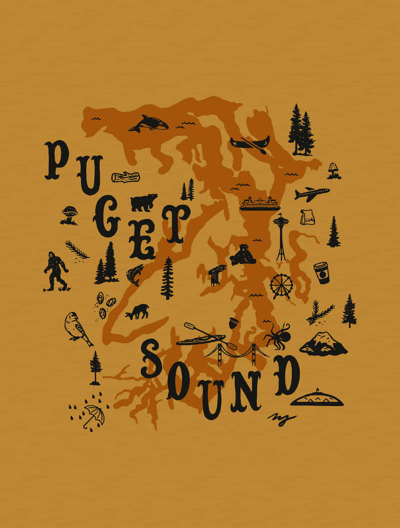 Puget Sound Map Variant · Cropped T-Shirt