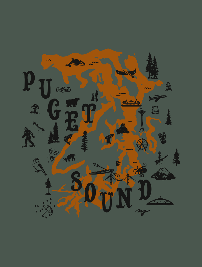Puget Sound Map Variant · Unisex T-Shirt