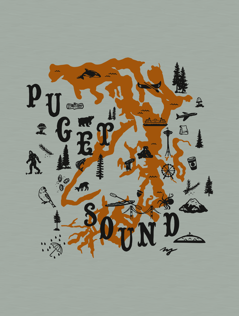 Puget Sound Map Variant · Cropped T-Shirt