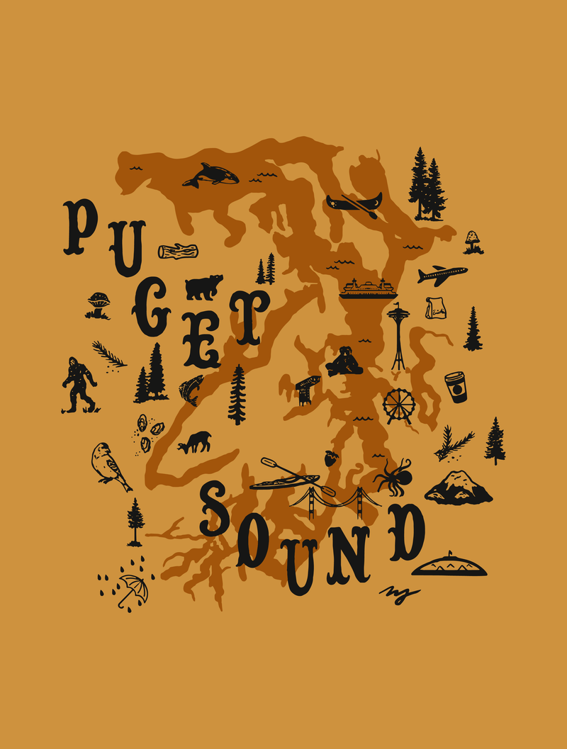 Puget Sound Map Variant · Unisex T-Shirt