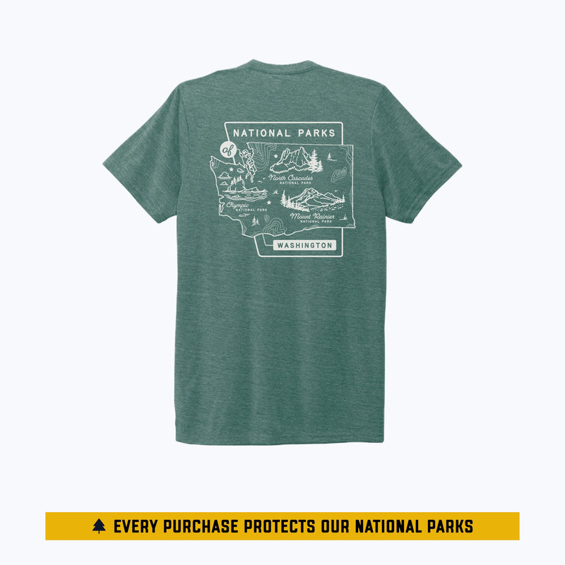 Washington National Parks Unisex Eco Tee - Sea Green