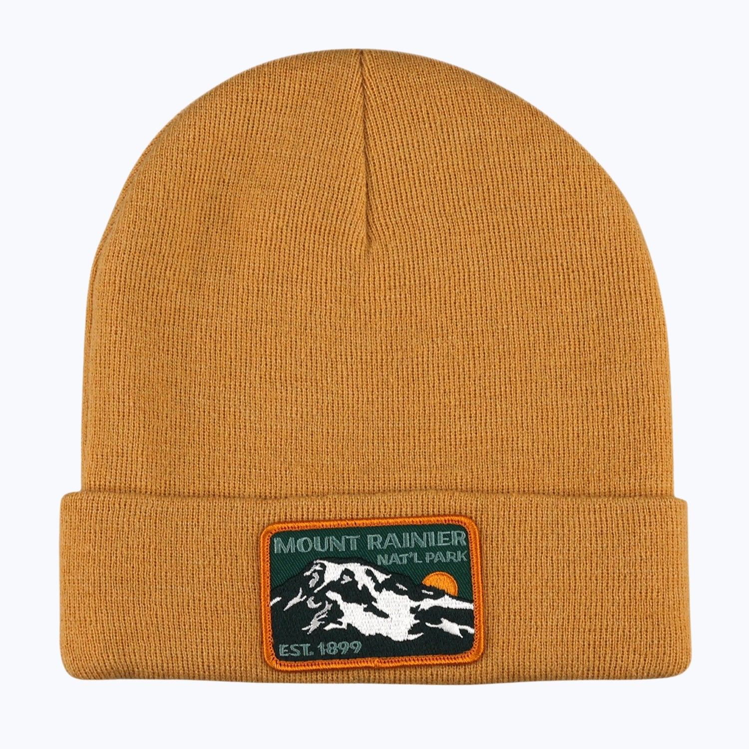 Mount Rainier Nat Park Patch Recycled Beanie - Mustard