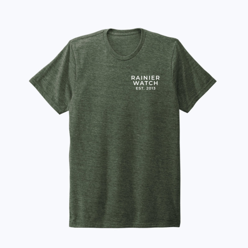 The Mountain Is Out Unisex Eco Tee - Double Sided - Heather Forest Green