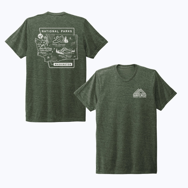Washington National Parks Eco Tee - Heather Forest Green