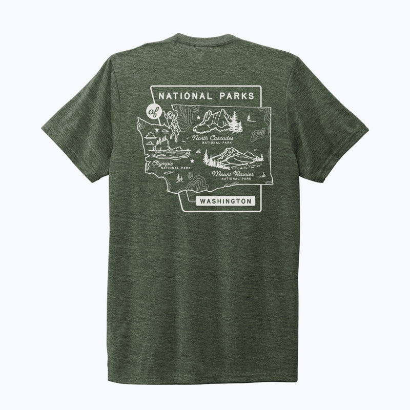 Washington National Parks Eco Tee - Heather Forest Green