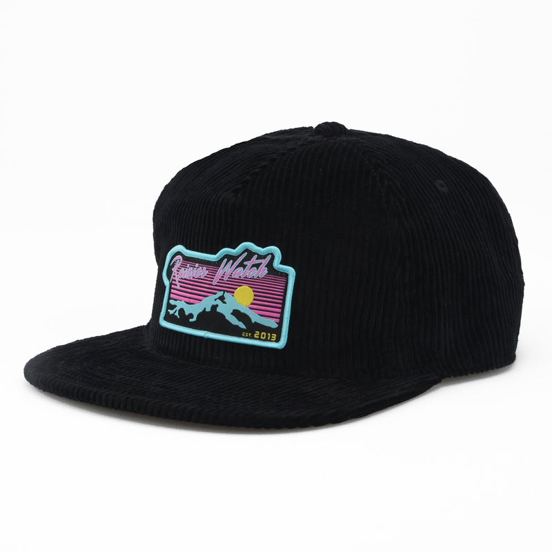 Neon Sunset Corduroy Cap - Black