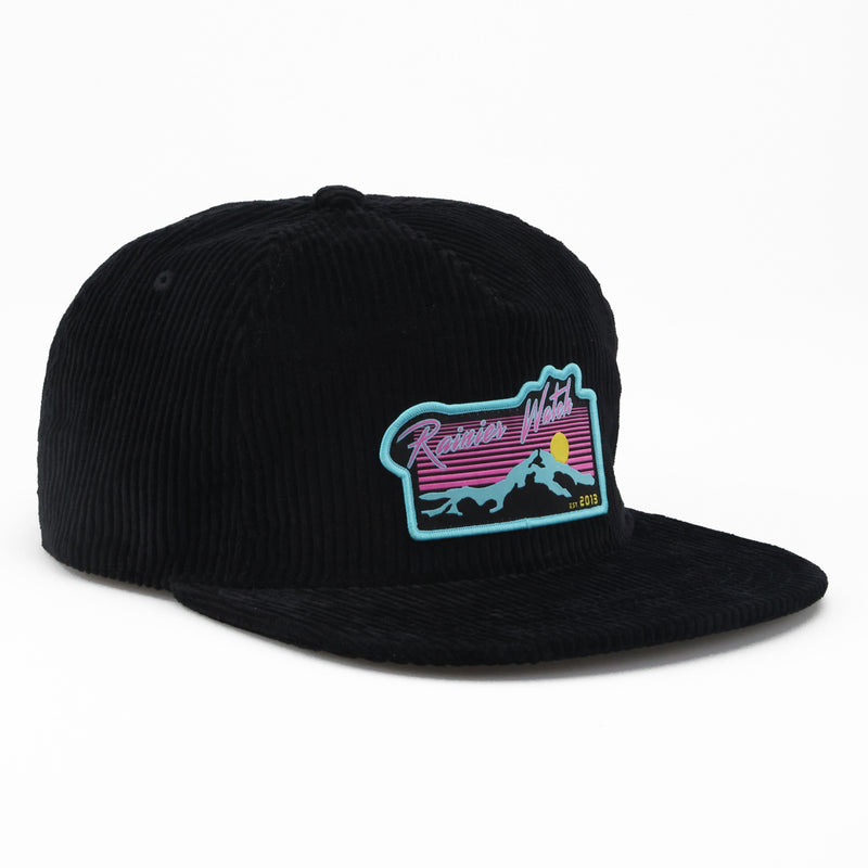 Neon Sunset Corduroy Cap - Black