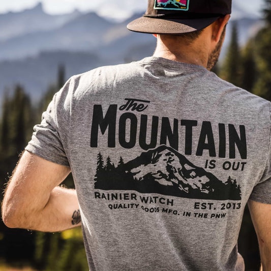 The Mountain Is Out Unisex Eco Tee - Double Sided - Heather Gray