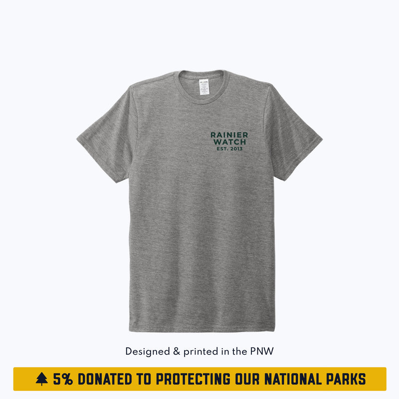 The Mountain Is Out Unisex Eco Tee - Double Sided - Heather Gray