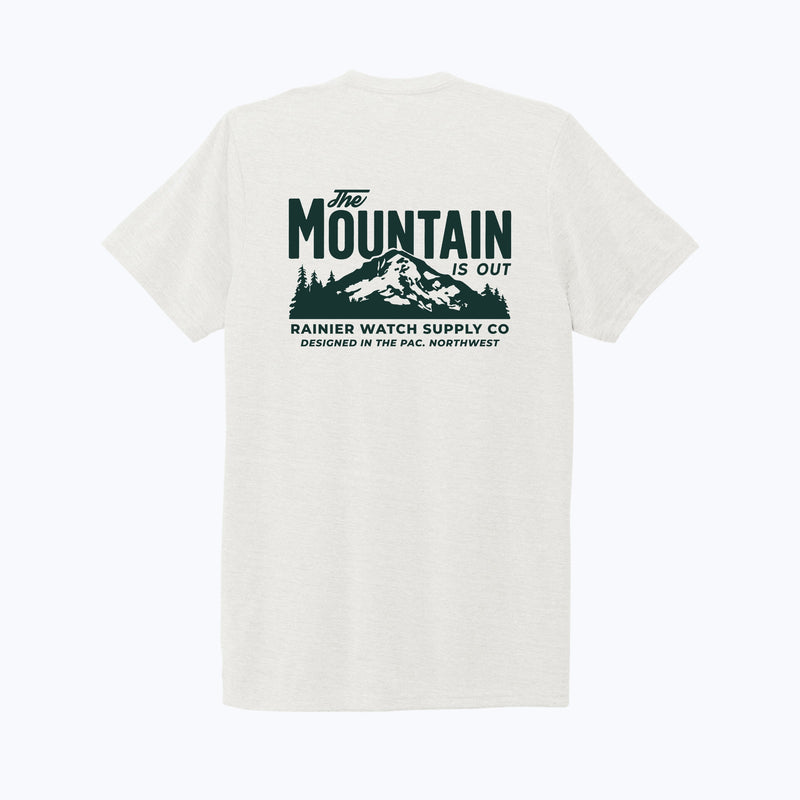 The Mountain Is Out Unisex Eco Tee - Double Sided - White