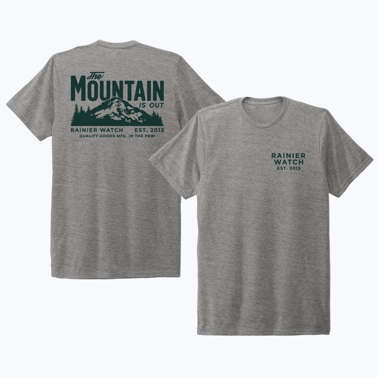 The Mountain Is Out Unisex Eco Tee - Double Sided - Heather Gray