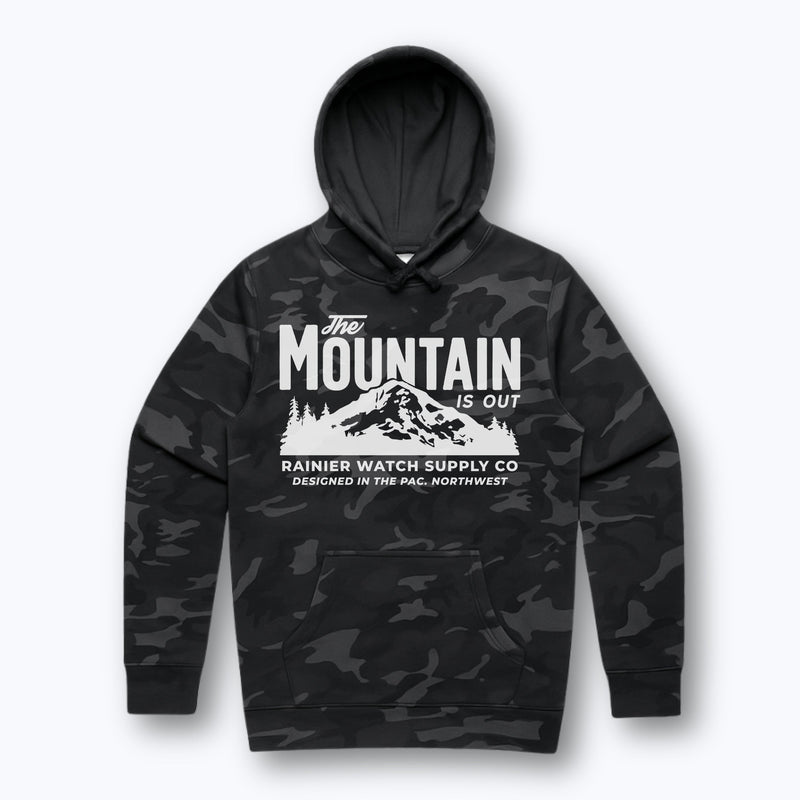 The Mountain Is Out Hoodie - Black Camo